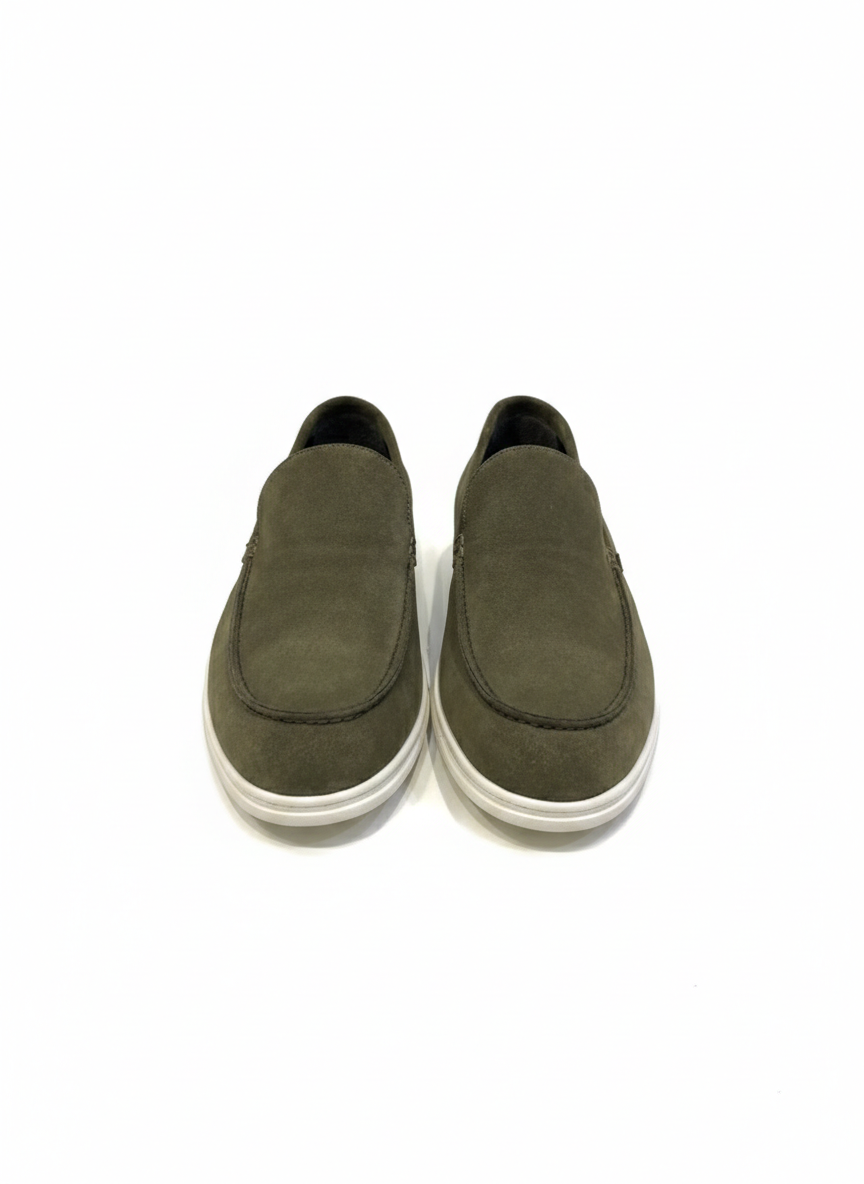 Suède Leren Loafers Olijfgroen Italiaans Vakmanschap.