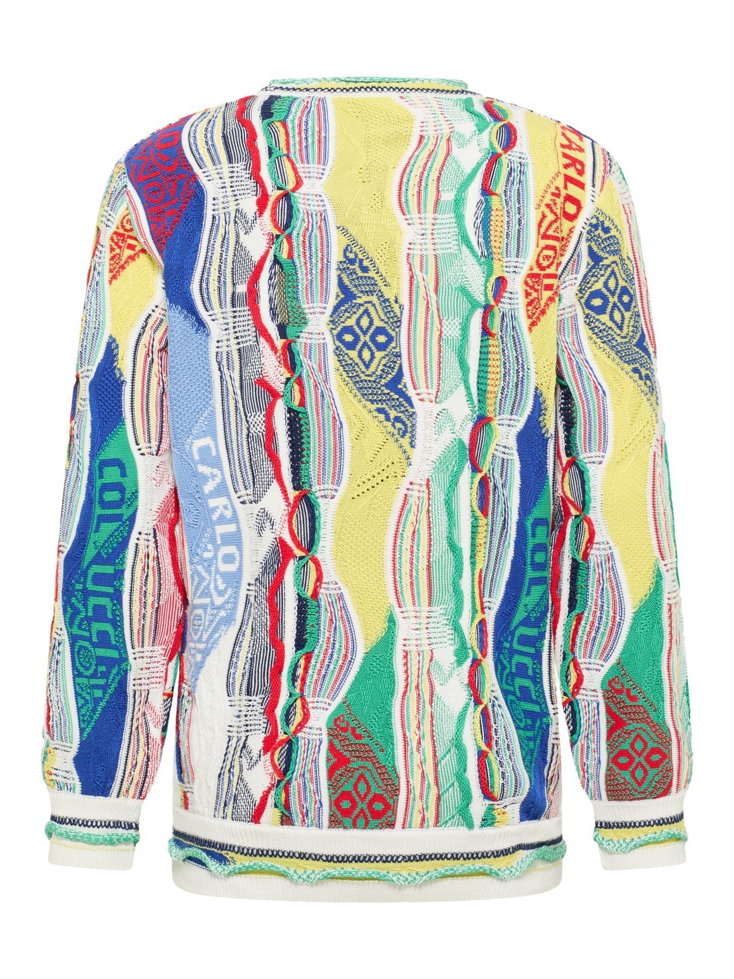 CARLO COLUCCI GEBREIDEN TRUI KLEURRIJK.