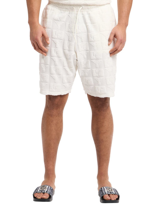 OVERSIZED SHORTS MET BADSTOF INZETSTUKKEN OFFWHITE