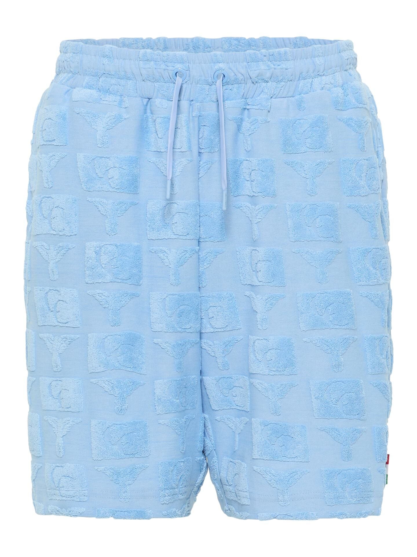 OVERSIZED SHORTS MET BADSTOF INZETSTUKKEN BLUE.