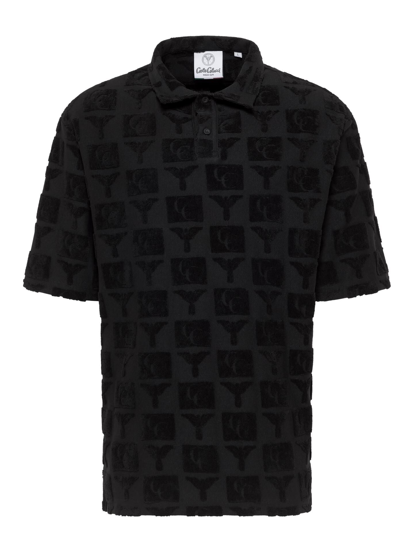 OVERSIZED POLOSHIRT MET BADSTOF BLACK