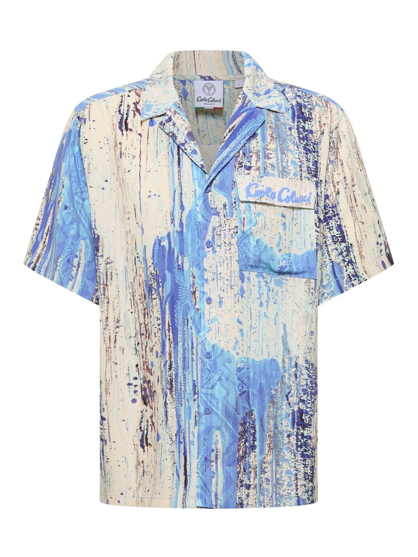 CARLO COLUCCI OVERSIZED KORTE MOUWEN SHIRT MET PRINT.