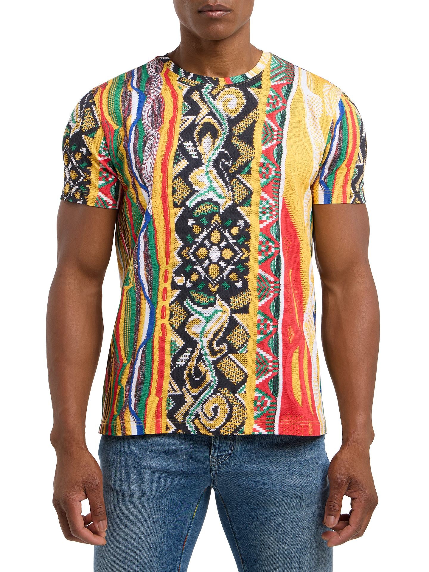 Carlo Colucci T-shirt met Allover knit-Print Veelkleurig.