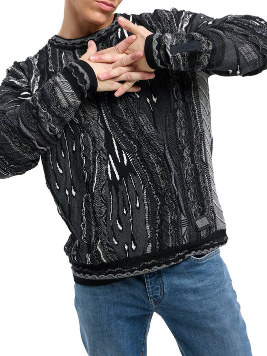 CARLO COLUCCI 3D GEBREIDEN TRUI ZWART.