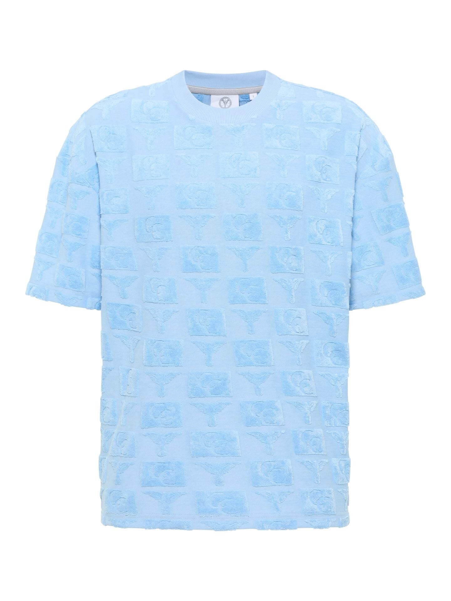 OVERSIZED T-SHIRT MET BADSTOF BLAUW