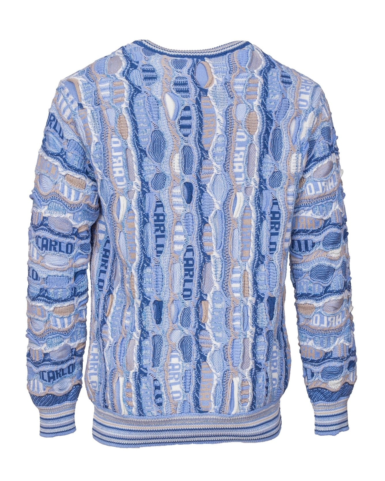 Carlo Colucci trui met ronde hals en jacquard patroon Blauw