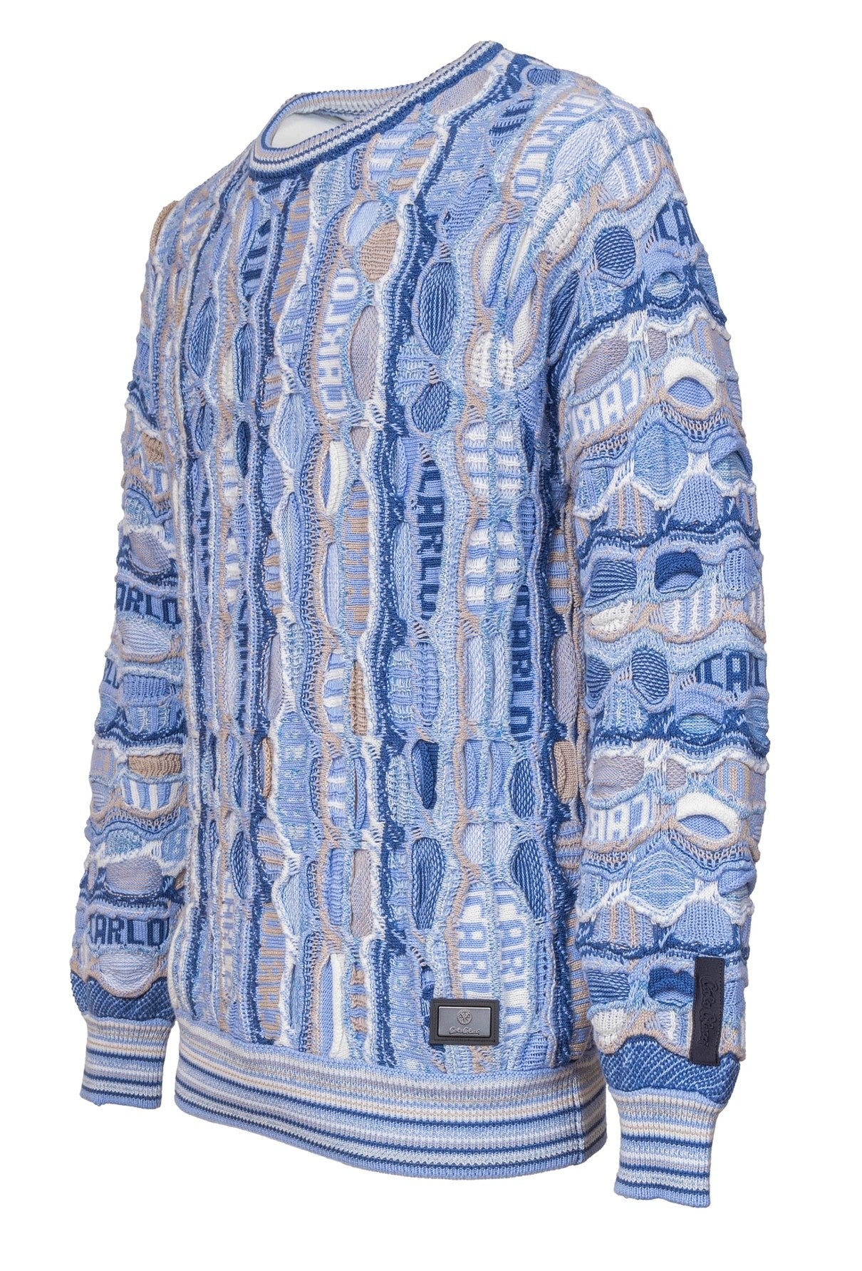 Carlo Colucci trui met ronde hals en jacquard patroon Blauw