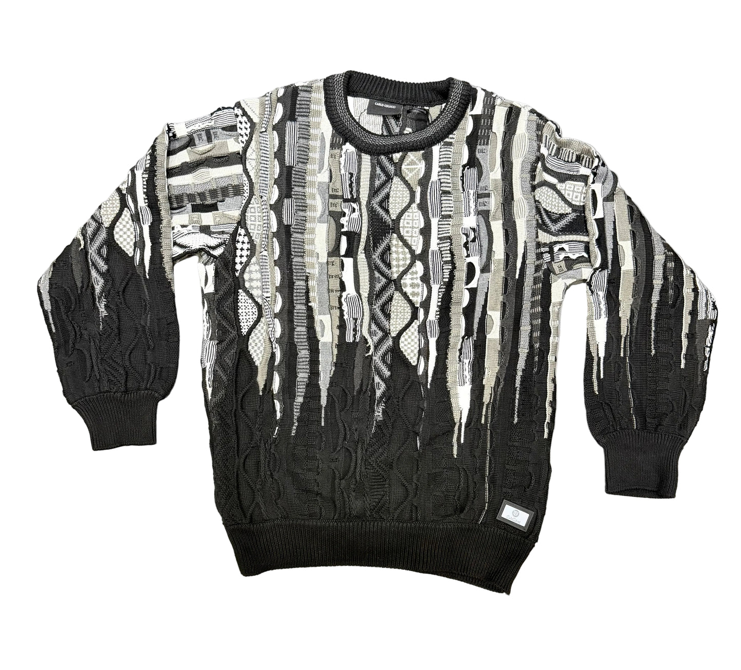 3D Jacquard Gebreiden trui Zwart Grijs