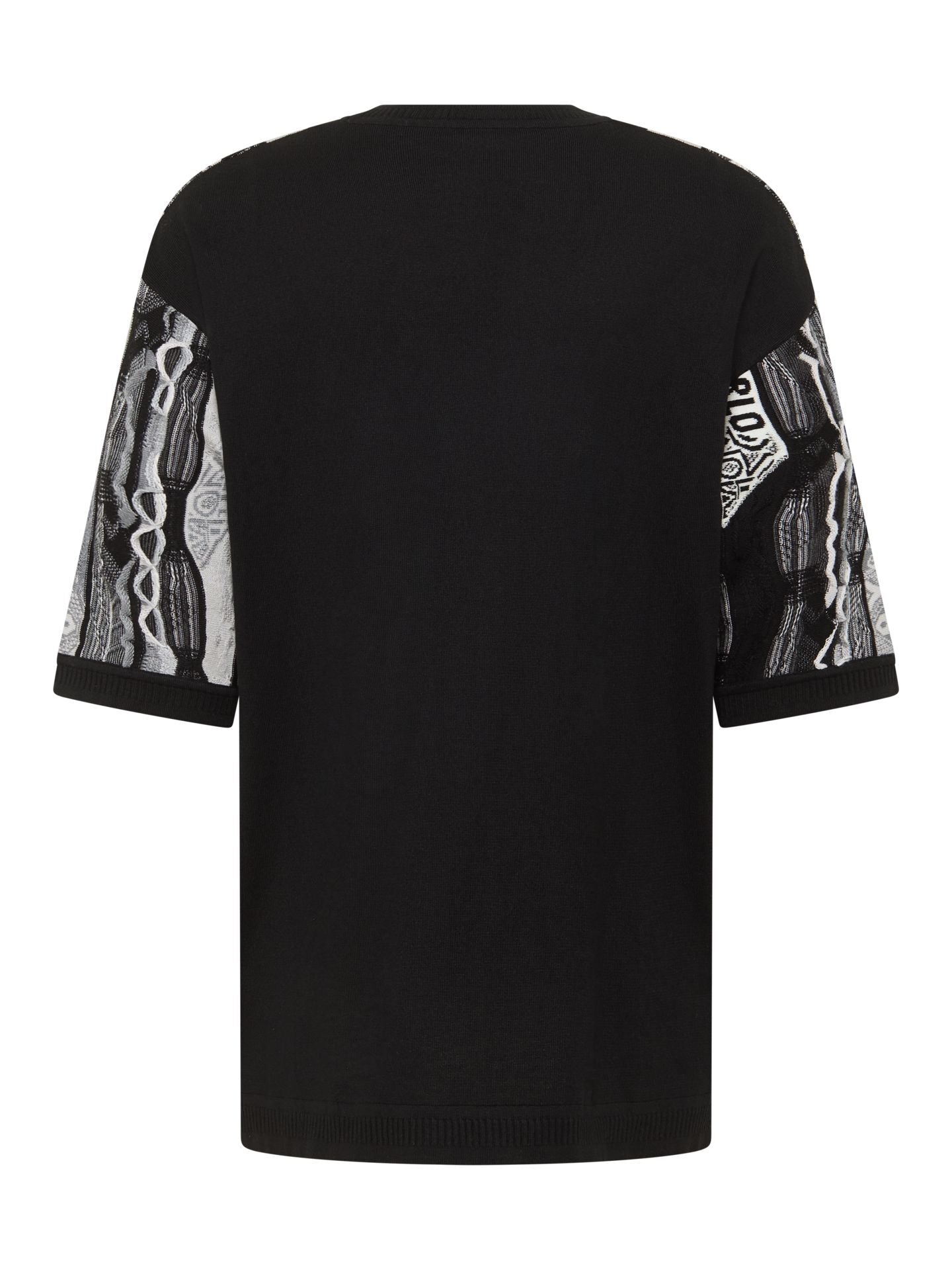 CARLO COUCCI GEBREIDEN T-SHIRT ZWART( GEEN PRINT)