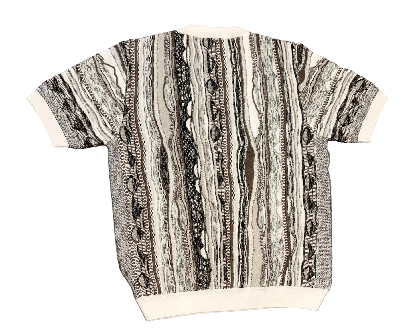 MONTECHIARO 3D JAQUARD GEBREIDEN T-SHIRT BEIGE/ZAND