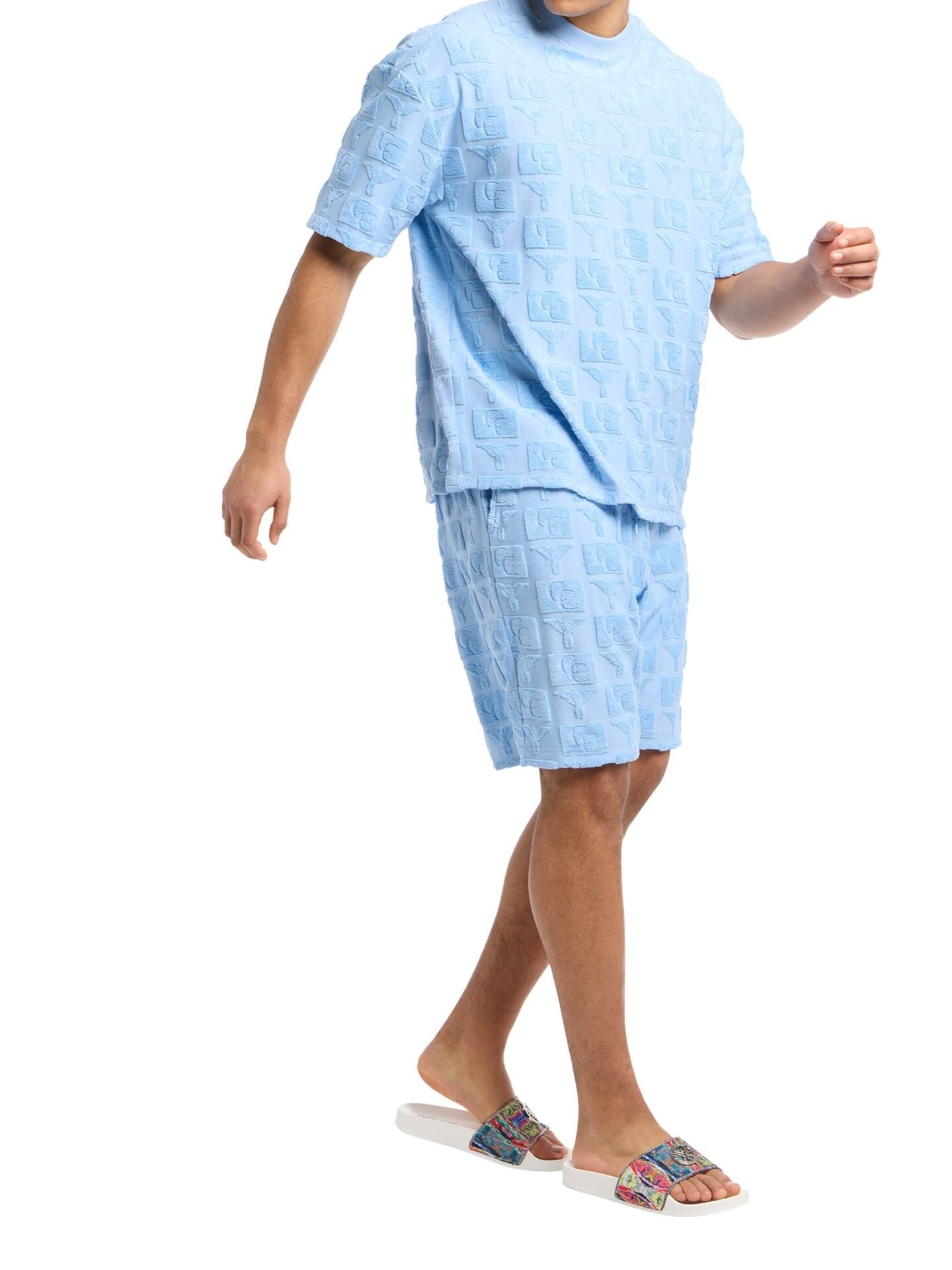 OVERSIZED T-SHIRT MET BADSTOF BLAUW