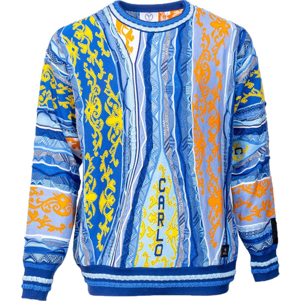 Carlo Colucci trui met all-over print Blauw