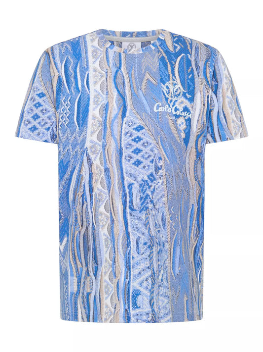 Carlo Coluci t-shirt  met volledige print lichtblauw