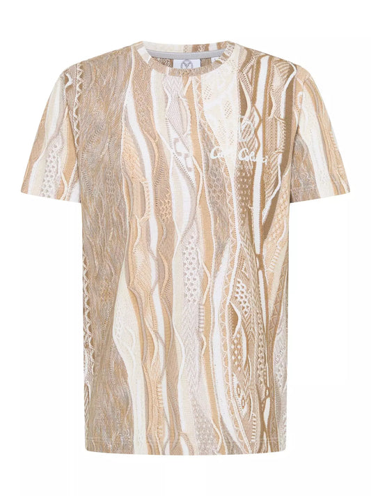 Carlo Colucci t-shirt met volledige print beige kleur