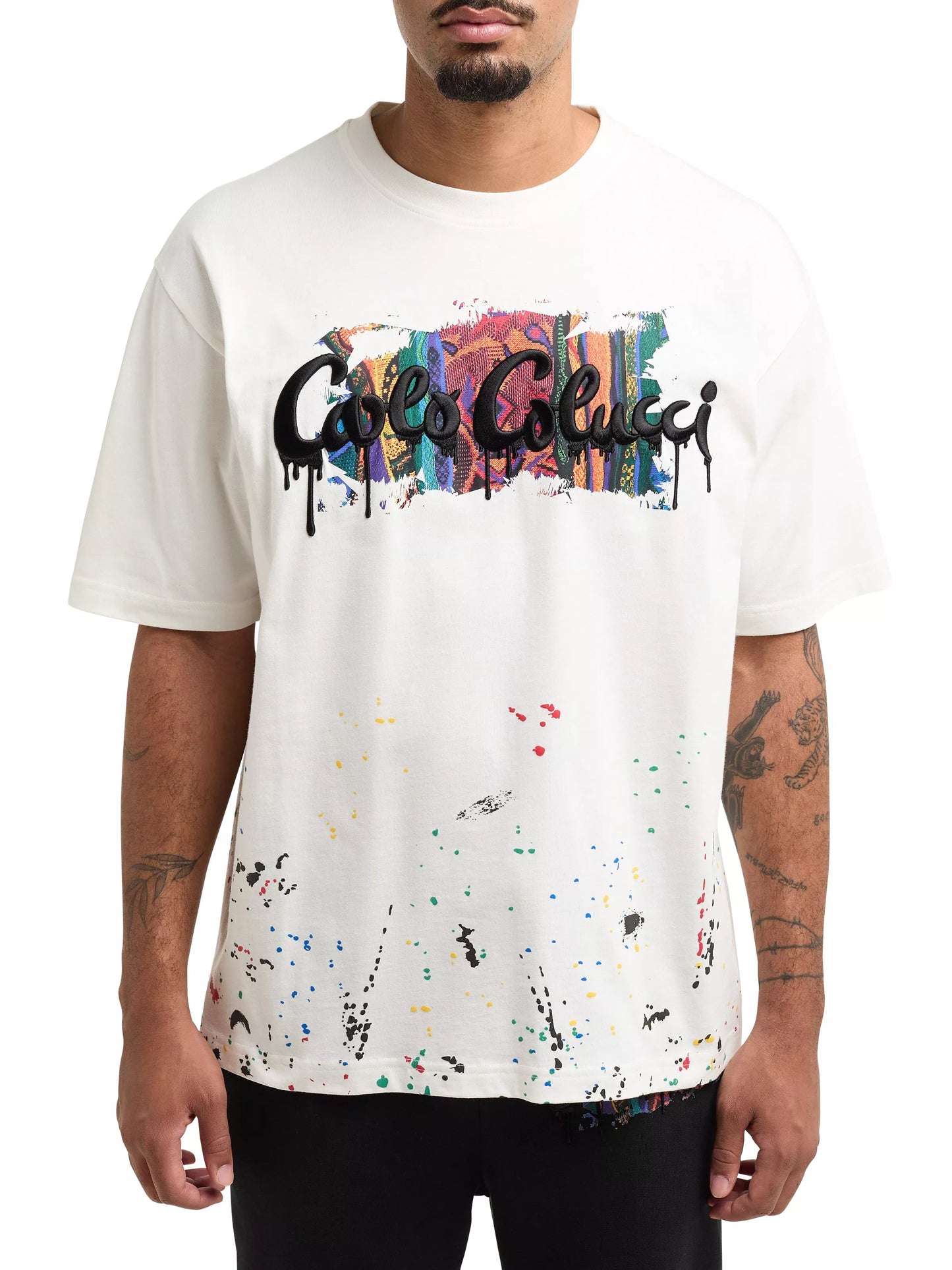 Carlo Colucci t-shirt met verfprint Wit