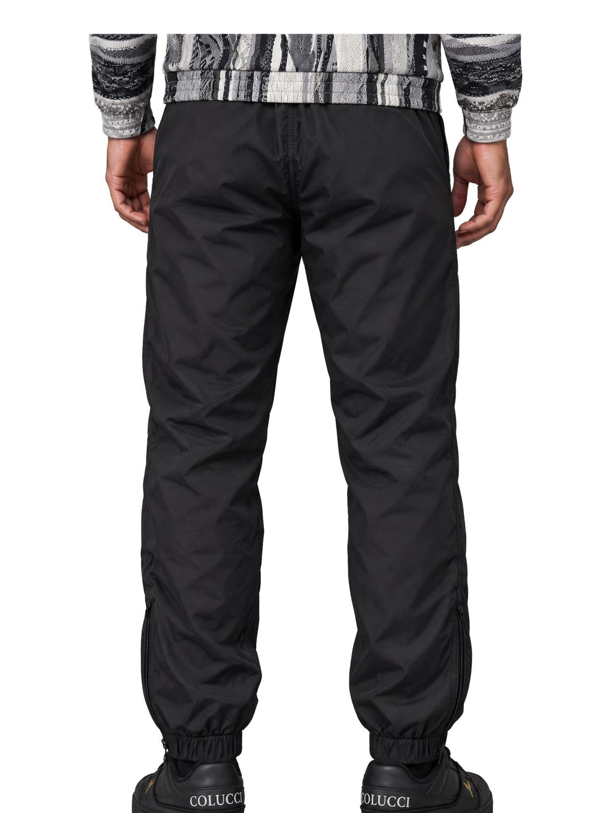 CARLO COLUCCI TRAININGSBROEK - MET GEBREIDEN PRINT BLACK