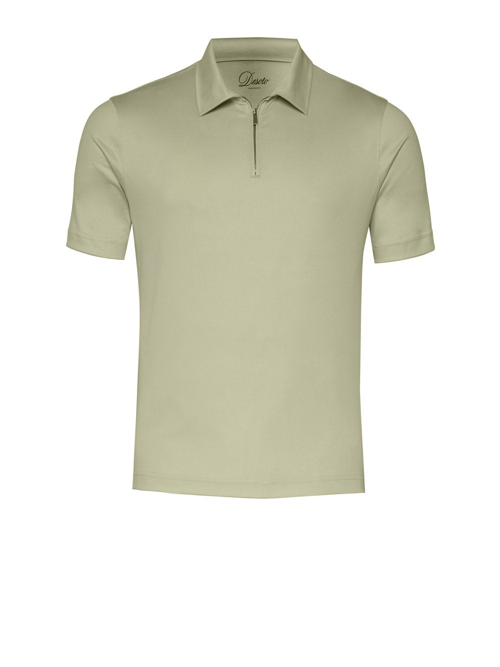 Desoto luxury two ply polo zip korte mouw - Groen