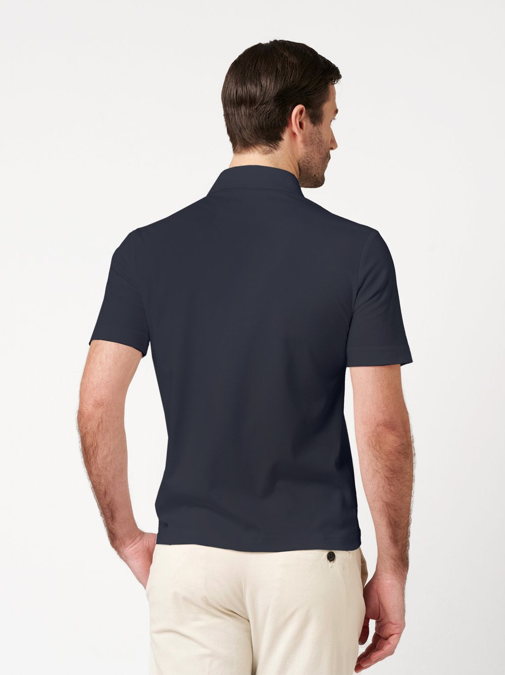 Desoto luxury two ply polo Zip - Donker Blauw