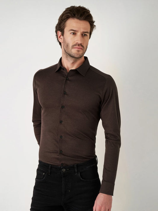 Desoto overhemd slim fit lange mouwen - Bruin