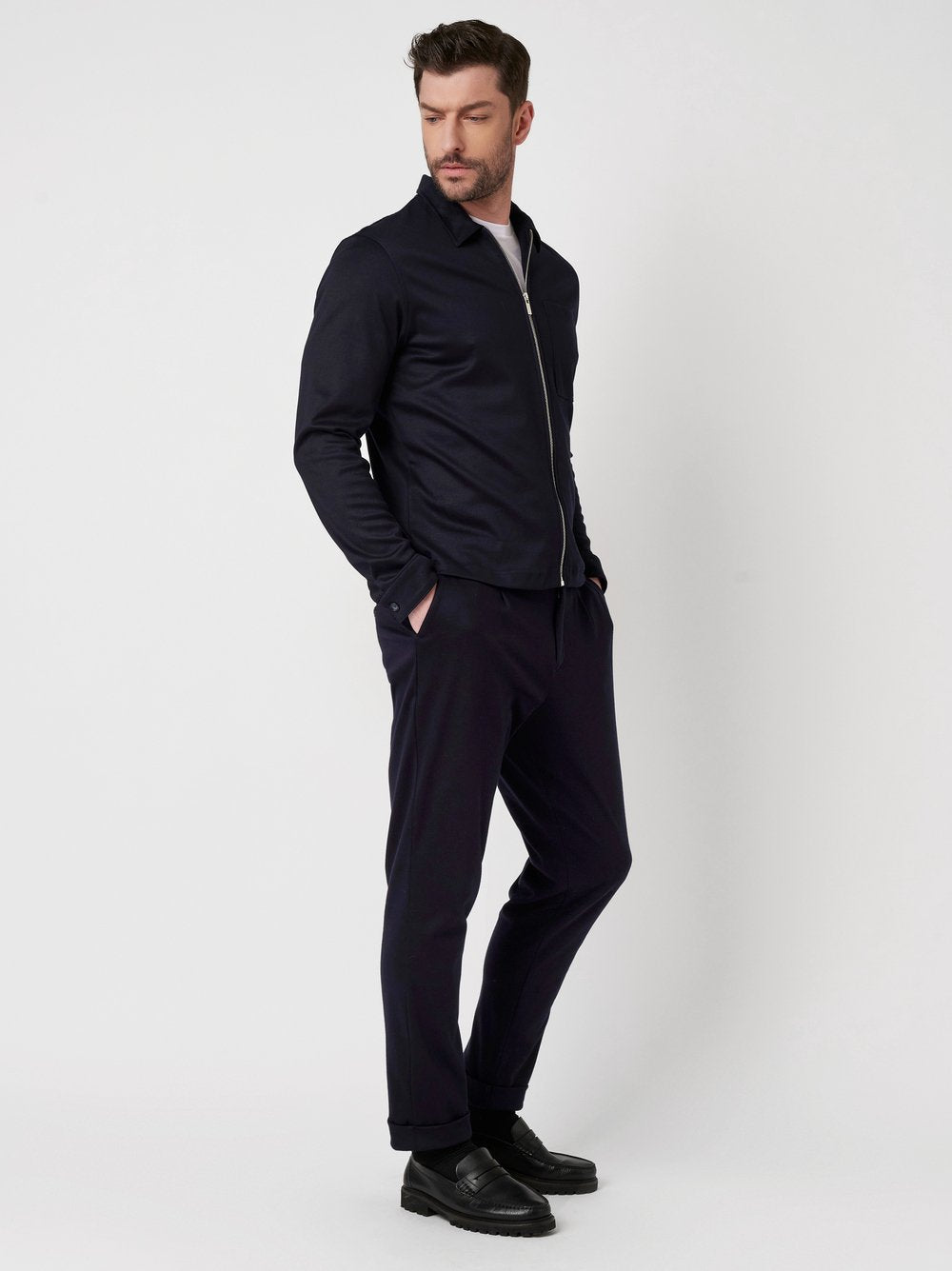 Desoto Luxury Two Ply Jacket met rits Blauw