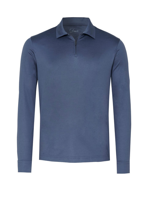 Desoto luxury two ply polo Zip - Blauw