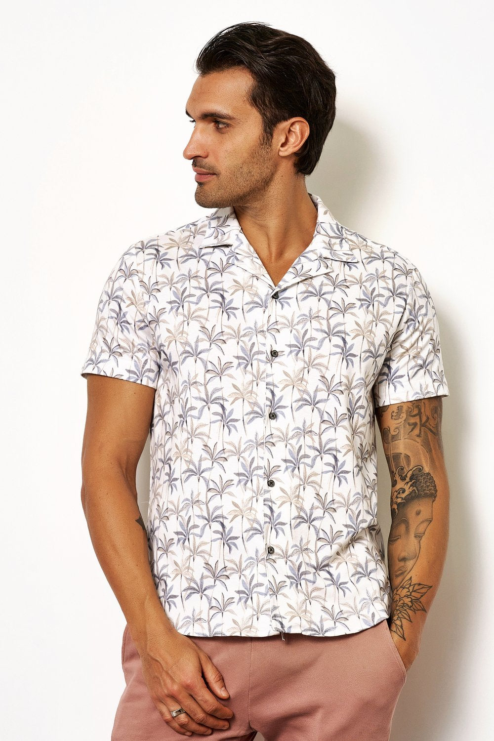 Desoto overhemd met palmprint Wit