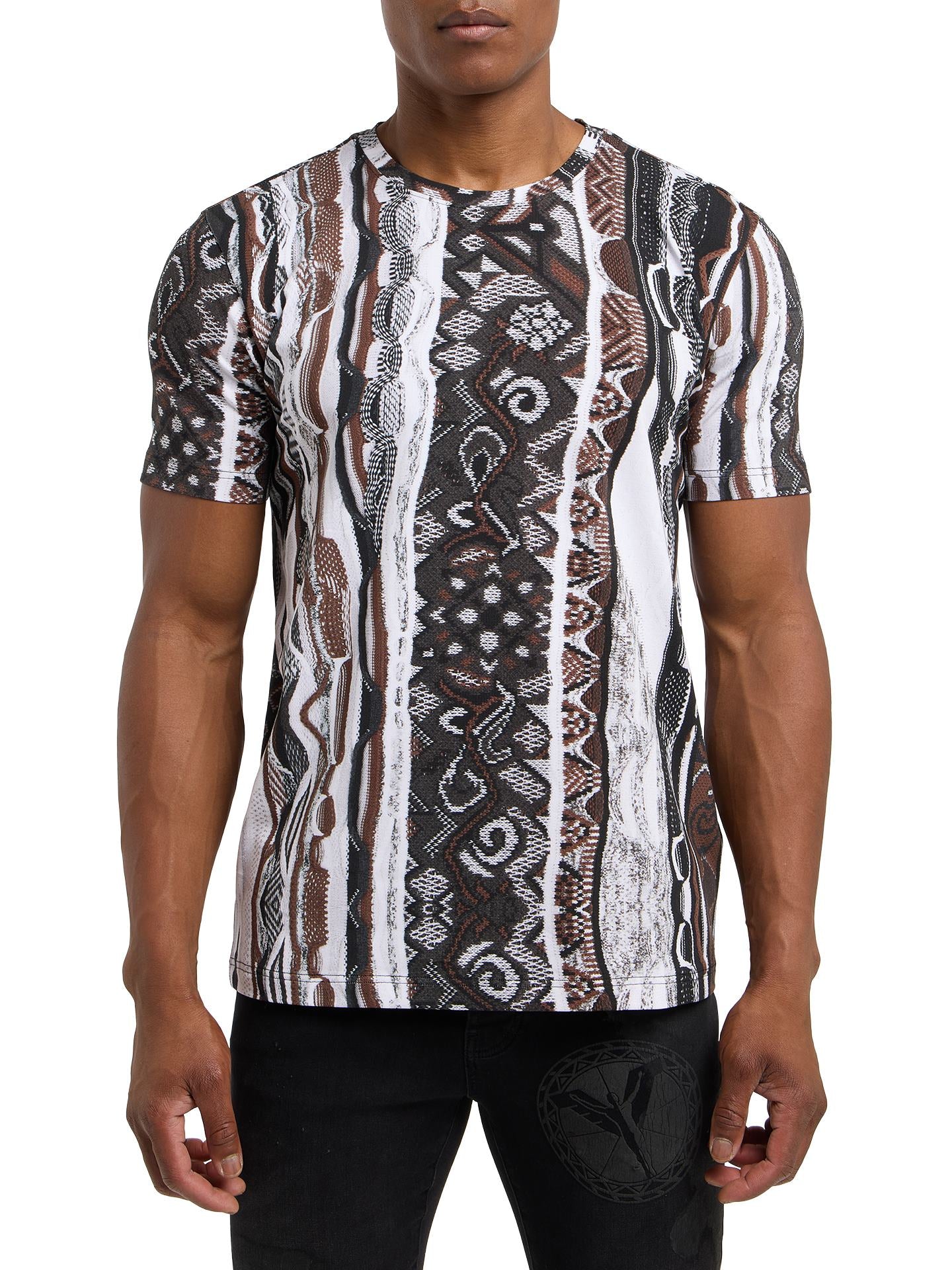 Carlo Colucci T-Shirt met Allover Knit-Print