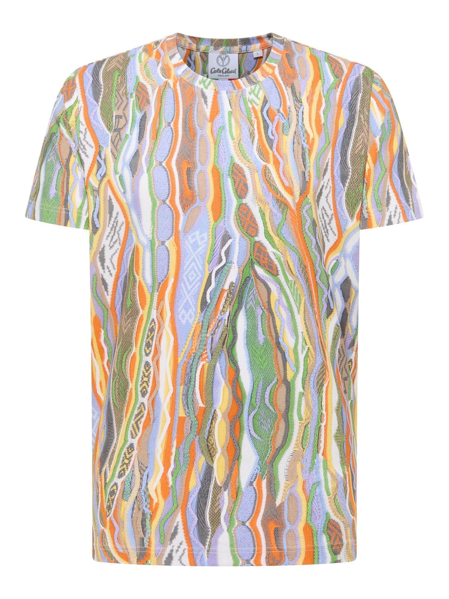 CARLO COLUCCI T-Shirt gebreiden 3D print kleurrijk.