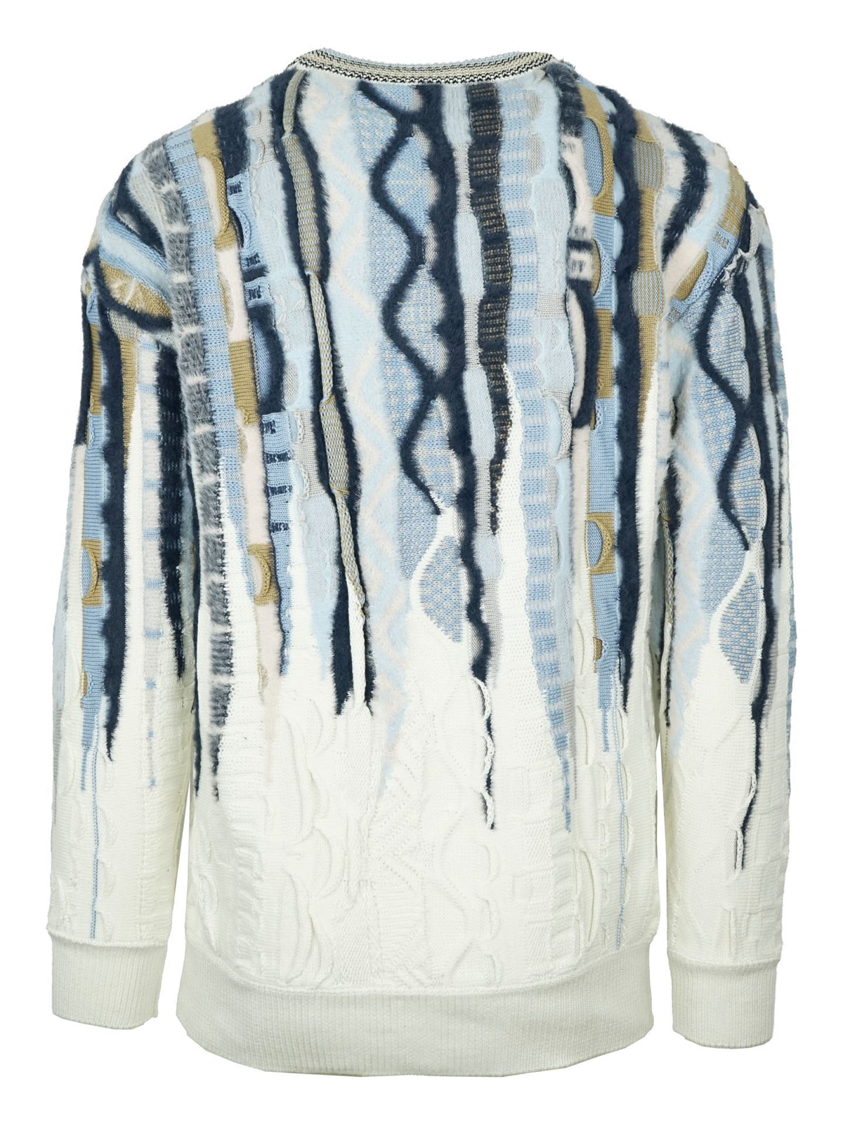 OVERSIZED FLUFFY (PLUIZIGE) TRUI - 3D-GEBREID BLAUW WIT