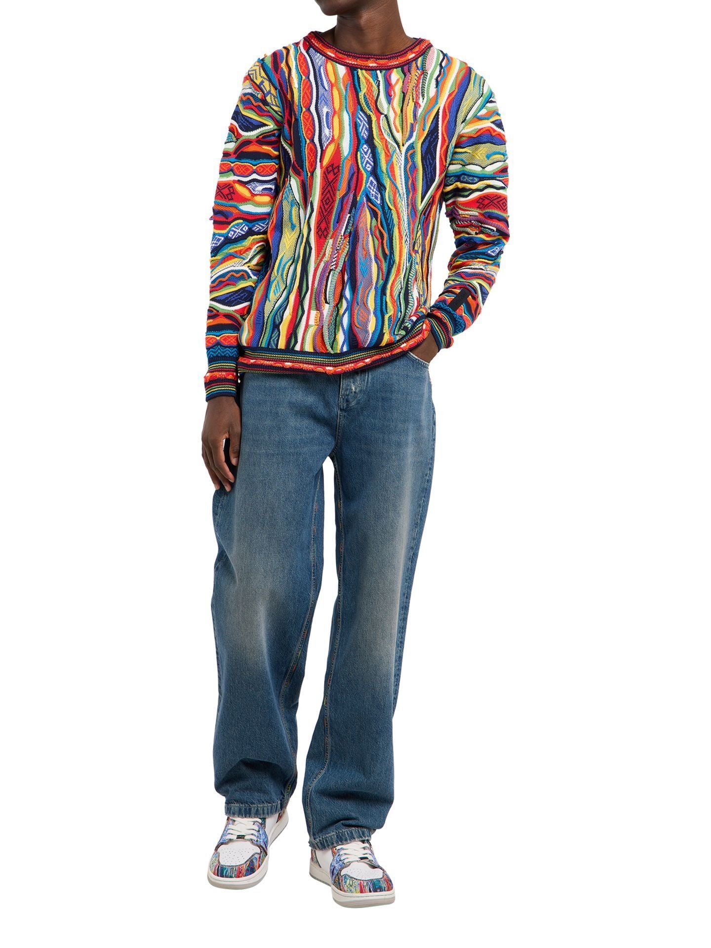 CARLO COLUCCI JACQUARD GEBREIDEN TRUI KLEURRIJK