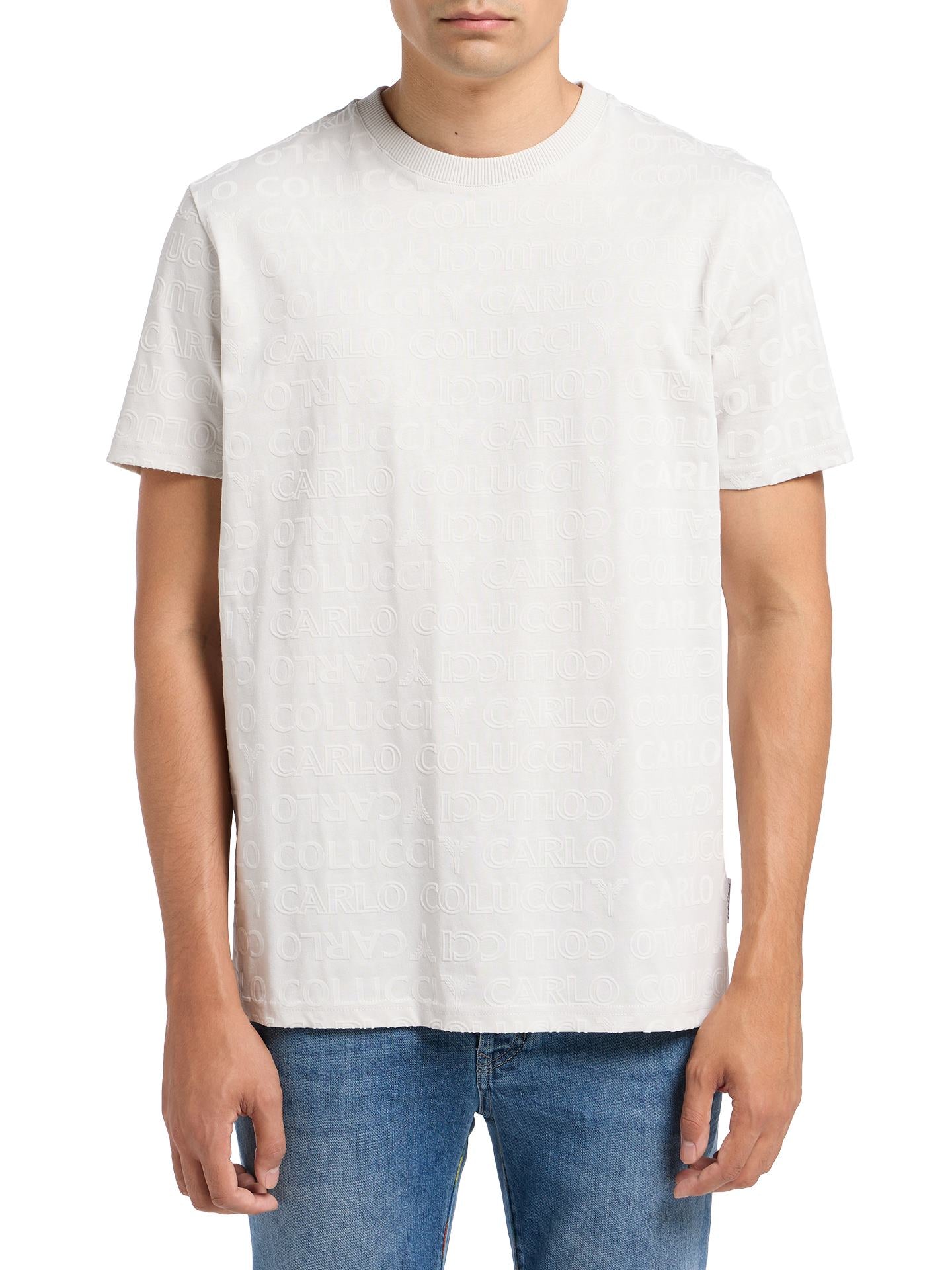 Carlo Colucci T-shirt met Flok-Monogram Zwart en Zilver