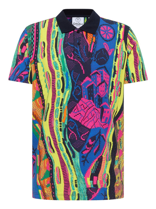 CARLO COLUCCI POLO SHIRT GEBREIDEN PRINT GEKLEURD