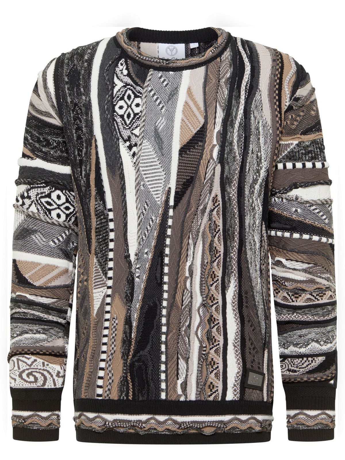 CARLO COLUCCI 3D JAQUARD PATROON GEBREIDEN TRUI TAUPE