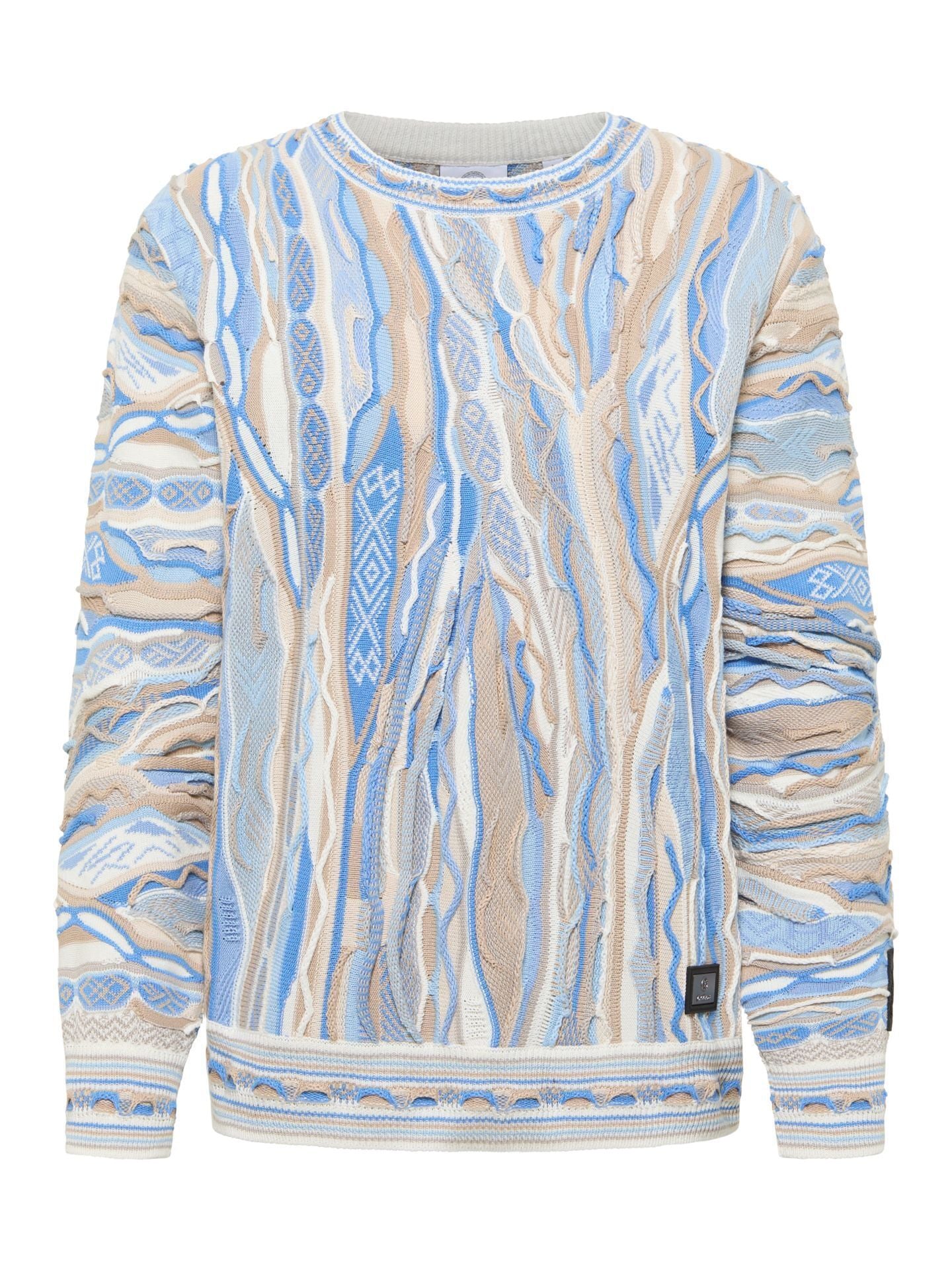 CARLO COLUCCI JACQUARD GEBREIDE TRUI LICHT BLAUW