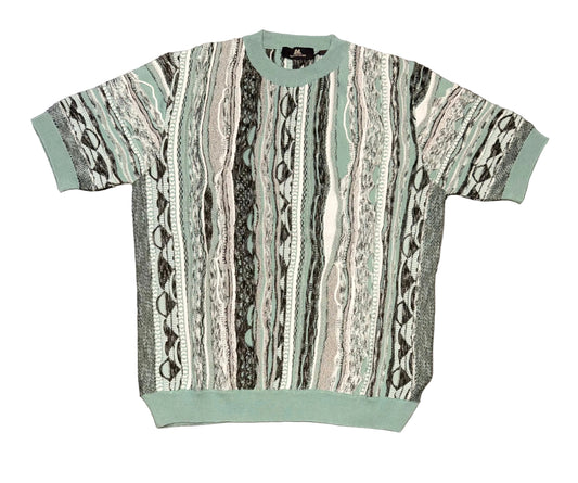 MONTECHIARO 3D JAQUARD GEBREIDEN T-SHIRT MINTGROEN