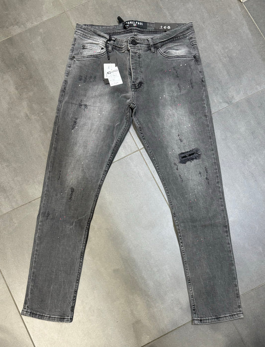 Daniel paul Jeans Grijs met verf spetters en stretch - Slim Fit