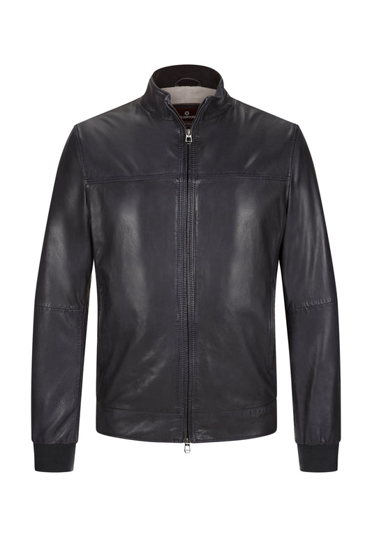 Milestone leren jas - Donker Blauw