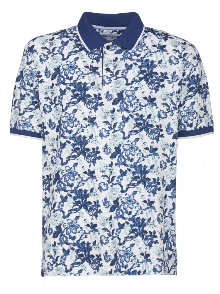 Montechiaro Polo met print Blauw