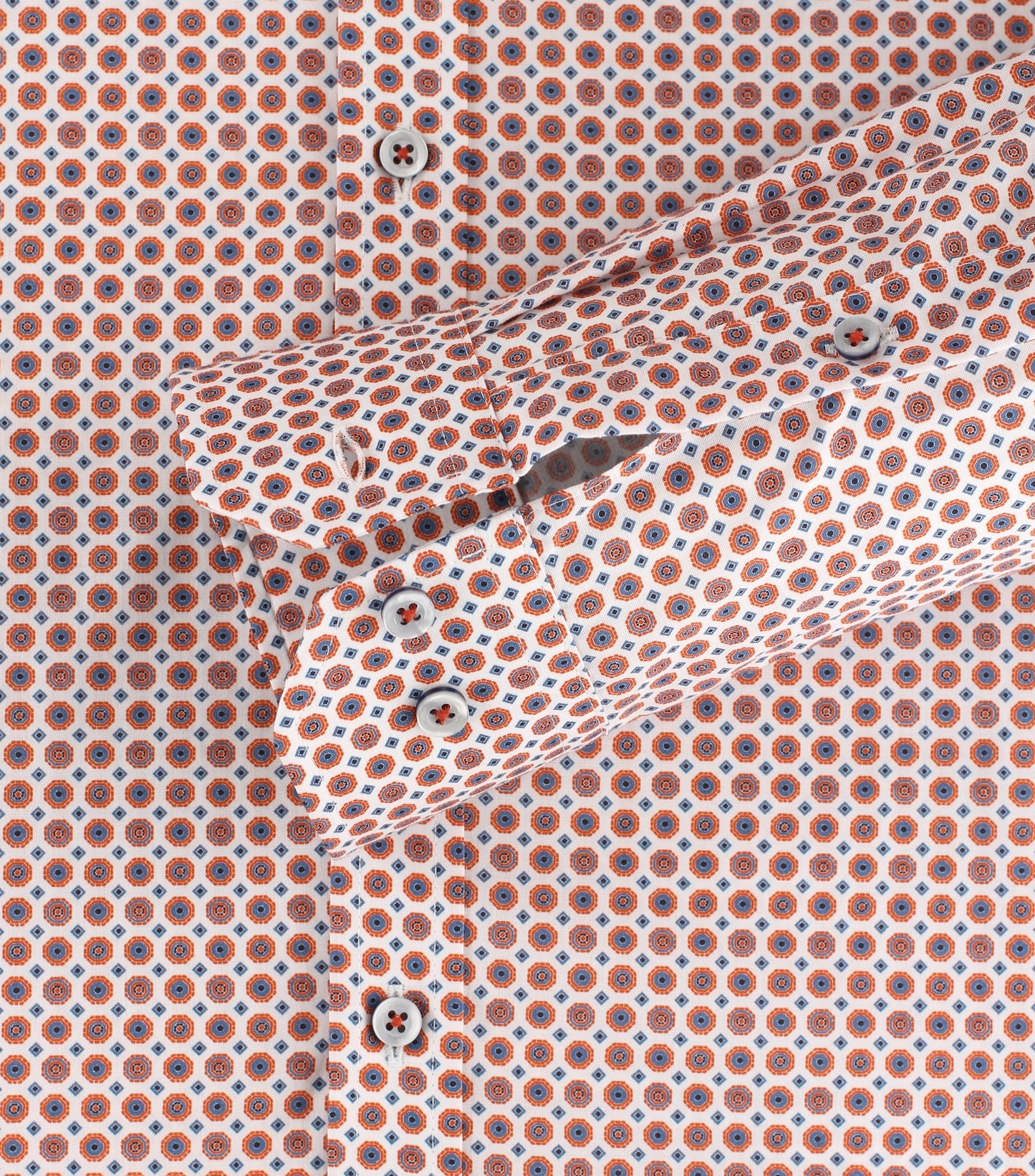 Venti Heren overhemd met allover print Blauw Bruin