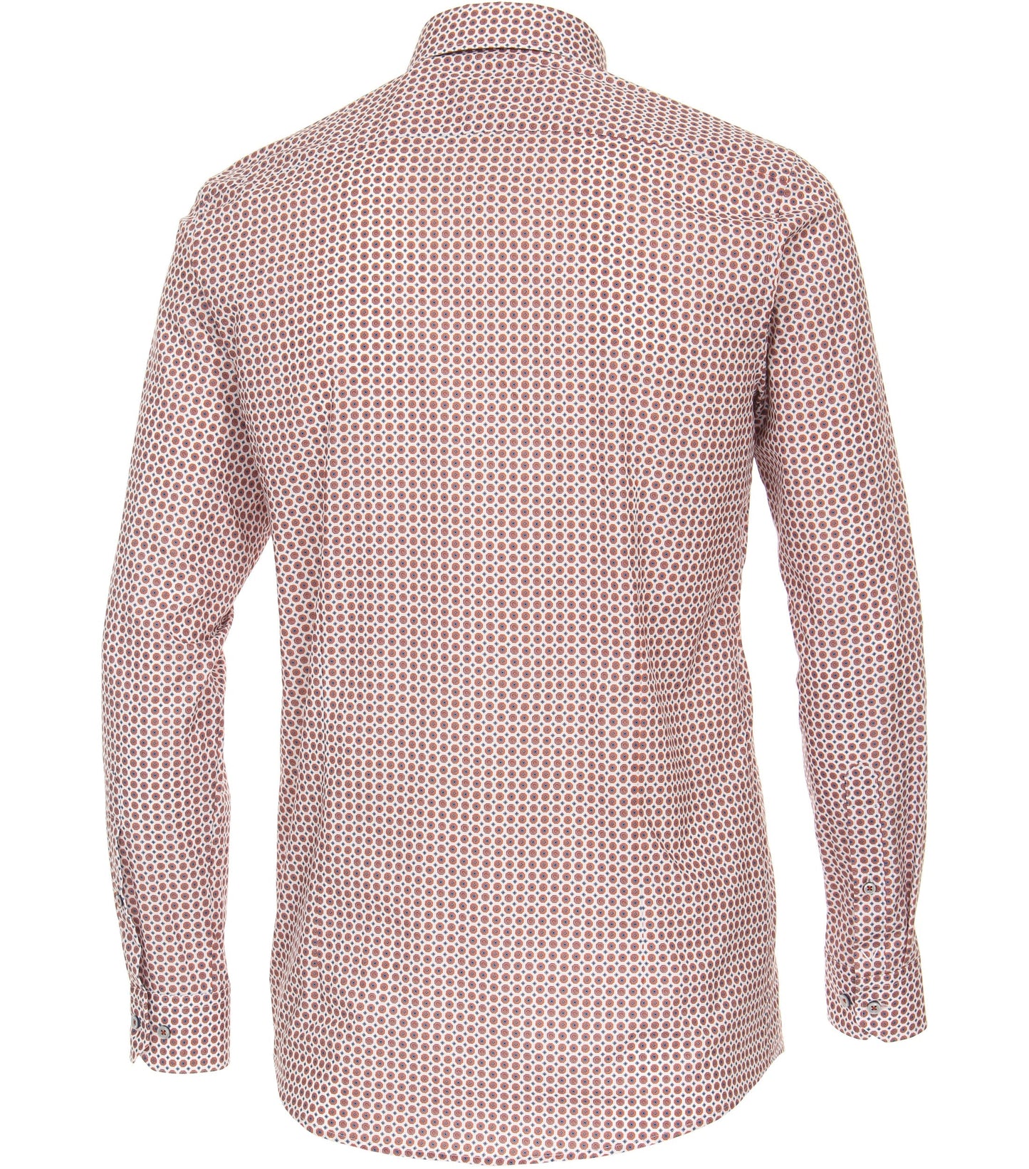 Venti Heren overhemd met allover print Blauw Bruin