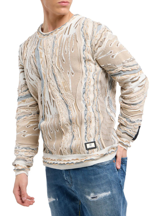 Carlo Colucci gebreide trui met 3D knit - Beige
