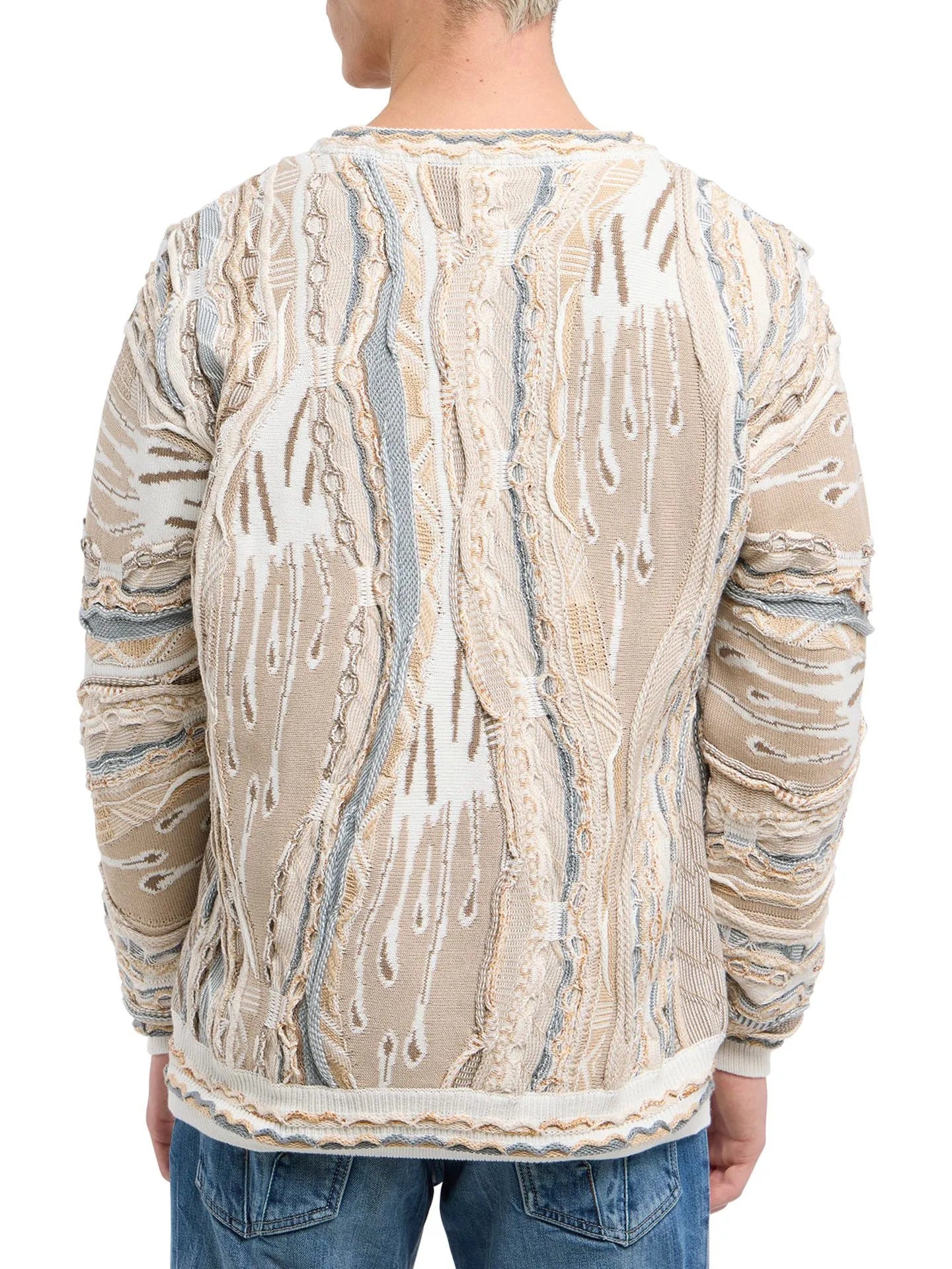 Carlo Colucci gebreide trui met 3D knit - Beige
