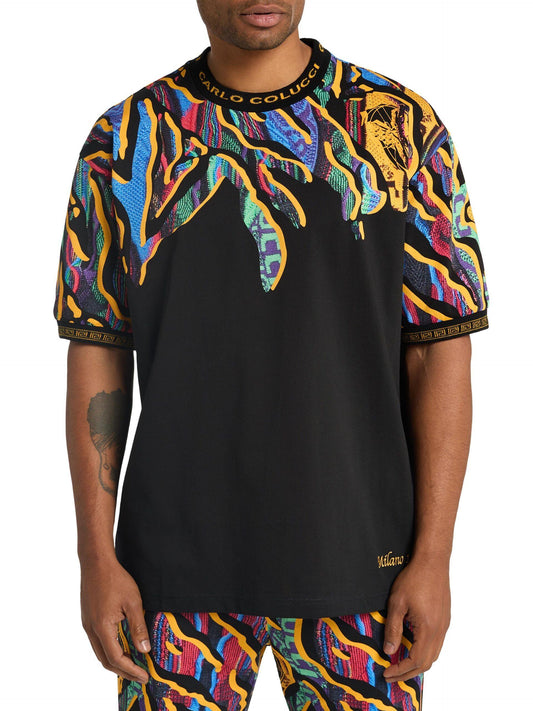 Carlo Colucci Oversized T-Shirt met Print Zwart-Kleurrijk