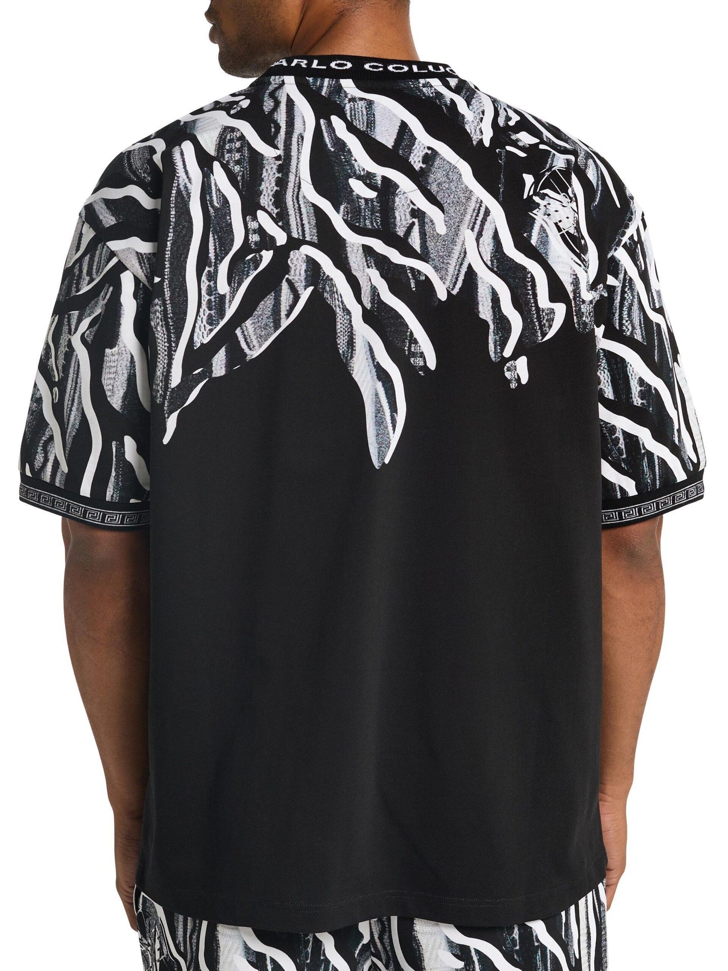 Carlo Colucci oversized t-shirt met dierenprint Zwart Wit