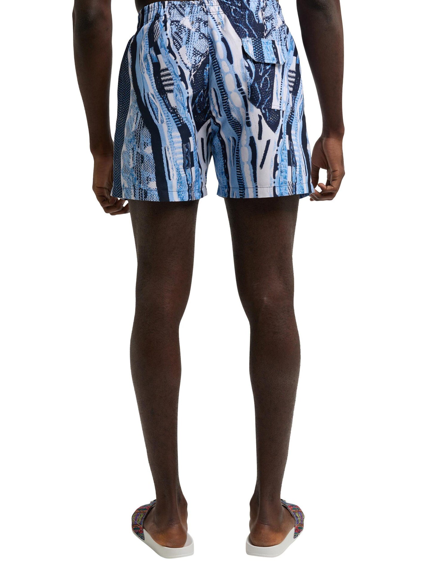 Carlo Colucci zwemshort met gebreid patroon Marine Blauw