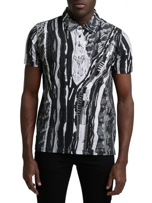 Carlo Colucci poloshirt met print Antraciet Wit Maat-XL