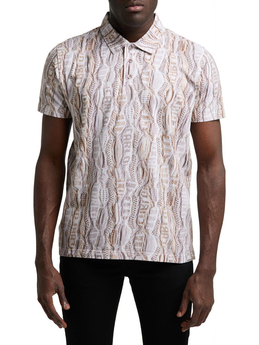 Carlo Colucci poloshirt met print Beige Maat-XXL