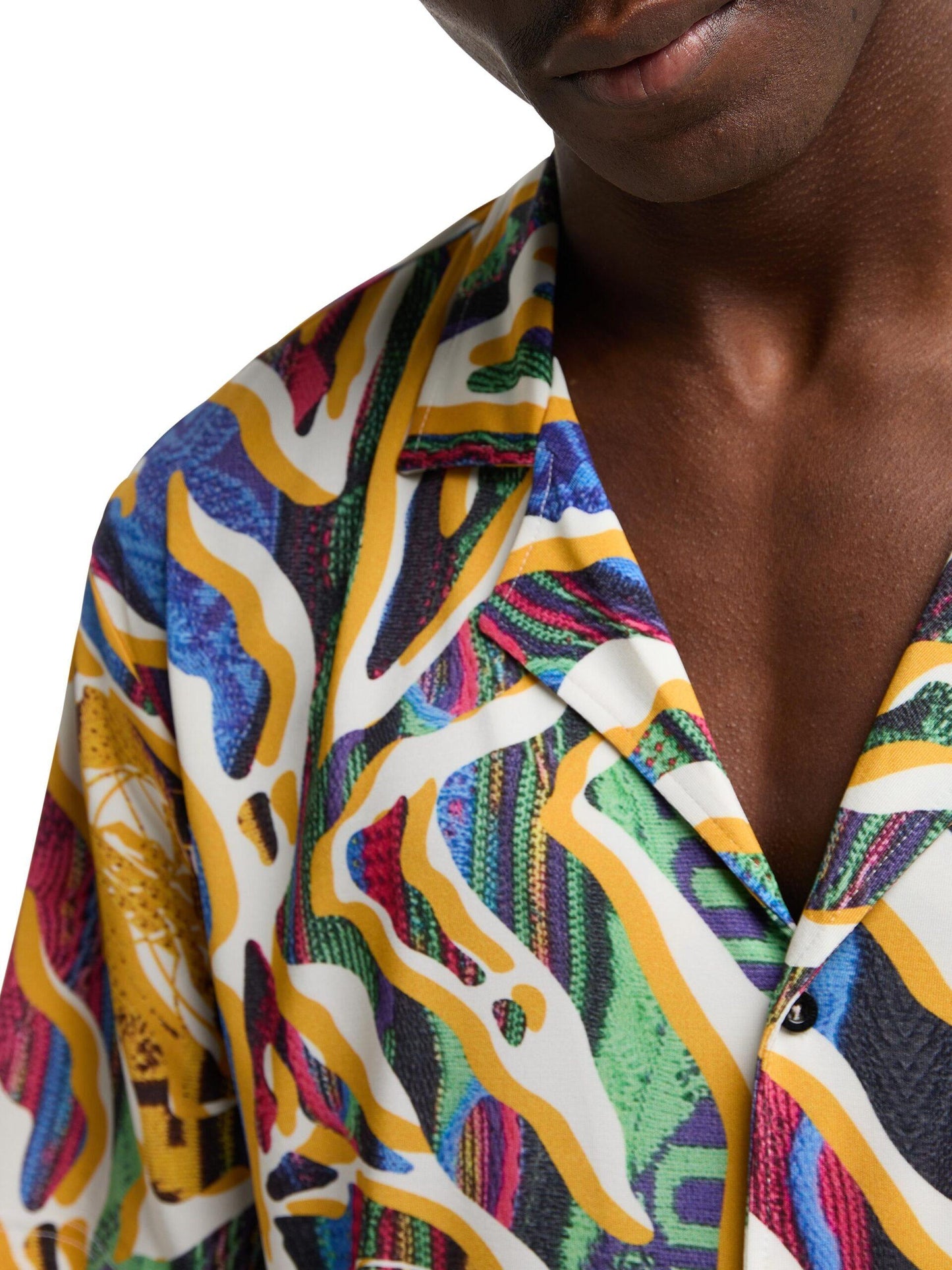 Carlo Colucci Oversized Korte Mouwen Overhemd met print Wit Veelkleurig